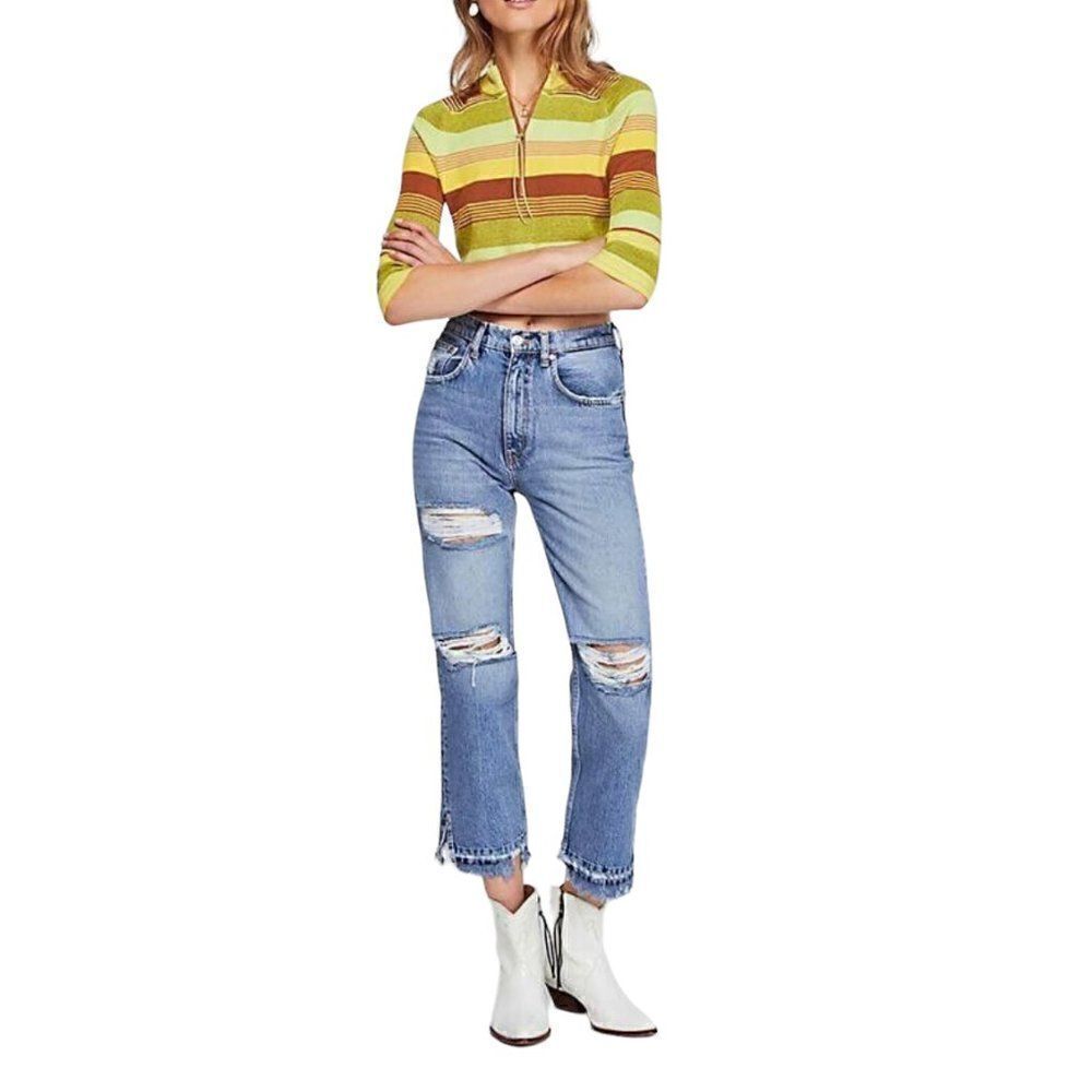 Free Free People High-Waist Lita Distressed Jeans NWT - Picture 5 of 11